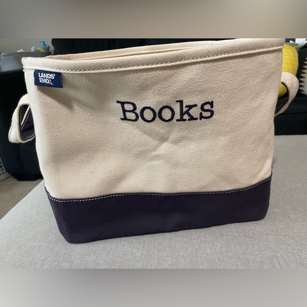Lands end tote basket - Navy and Cream